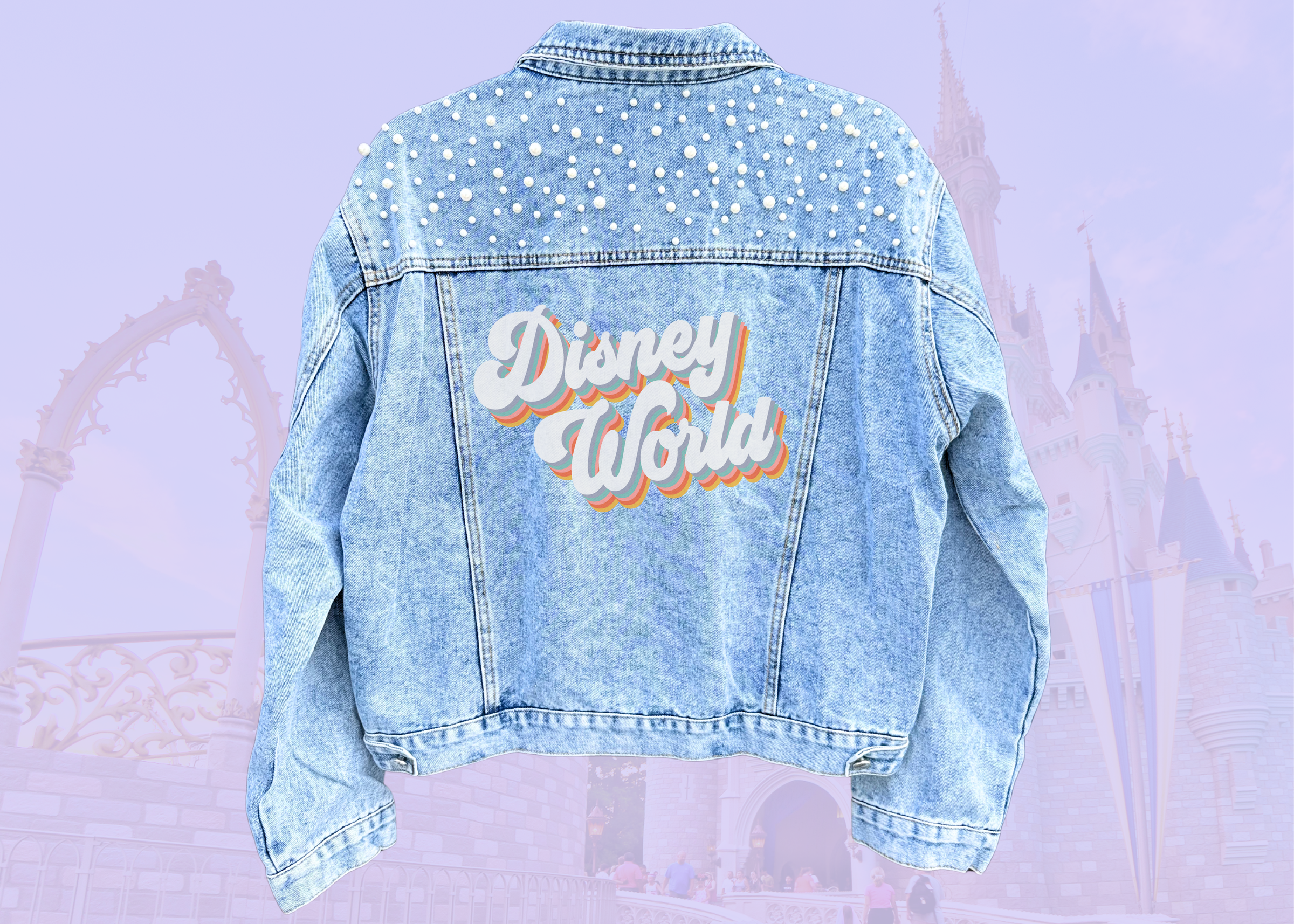 Chaqueta vaquera perlada en tonos pastel Magic World